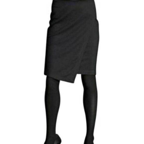 Cabi Black Asymmetrical Faux Wrap Skirt Sz 2 - Picture 1 of 9